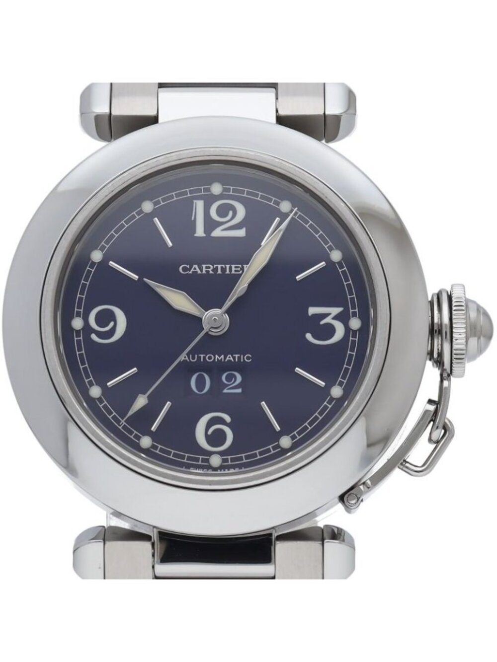 Cartier Pasha C Big Date Watch SS Navy